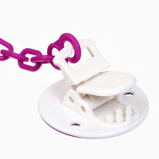 Соска - пустышка с держателем Крошка Я «Пингвинчик», анатомическая, от 6 мес, фиолетовый