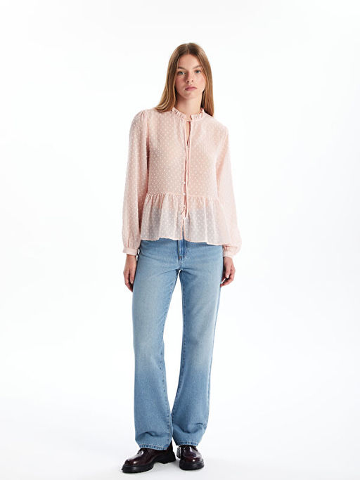 Ba?lamal? Yaka Dokulu Kad?n Bluz