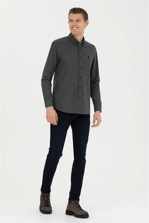 Мужская темно-синяя рубашка с длинным рукавом - U.s. polo assn фото 11