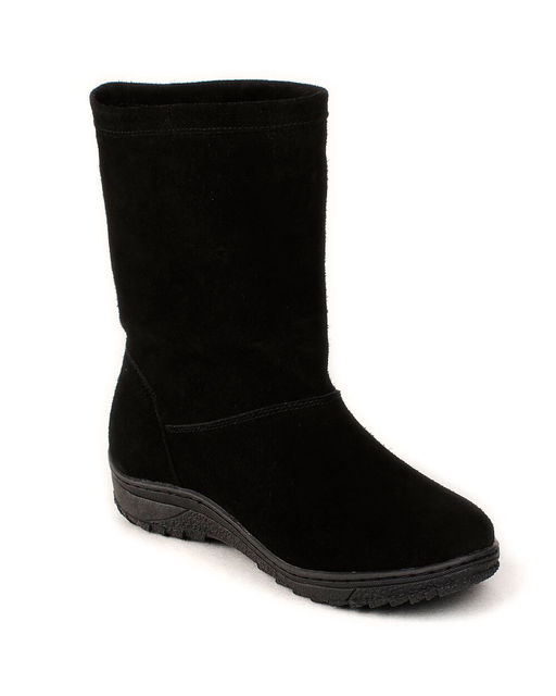 Полусапоги женские на литой подошве., Черные. Замша. Подклад овчина.