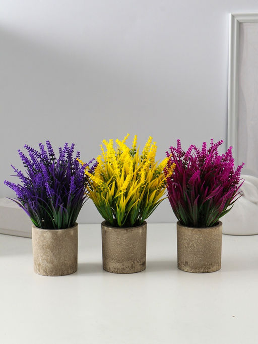 Искусственный цветок в горшке Лаванда куст, 7.5?19 см, МИКС