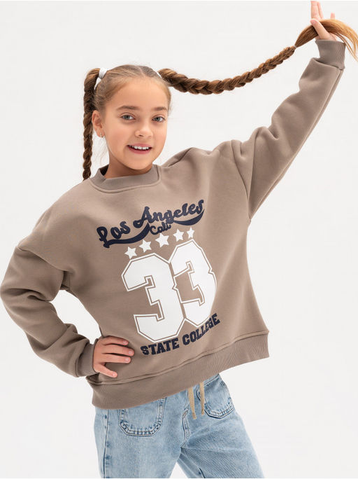 Свитшот "33" детский девочка капучино