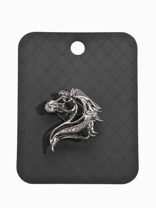 Брошь "Лошадь" изящная, цвет белый в серебре