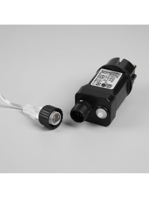 Гирлянда «Мишура» 50 м роса, IP44, серебристая нить, 1500 LED, 8 режимов, свечение тёплое белое, 36 В