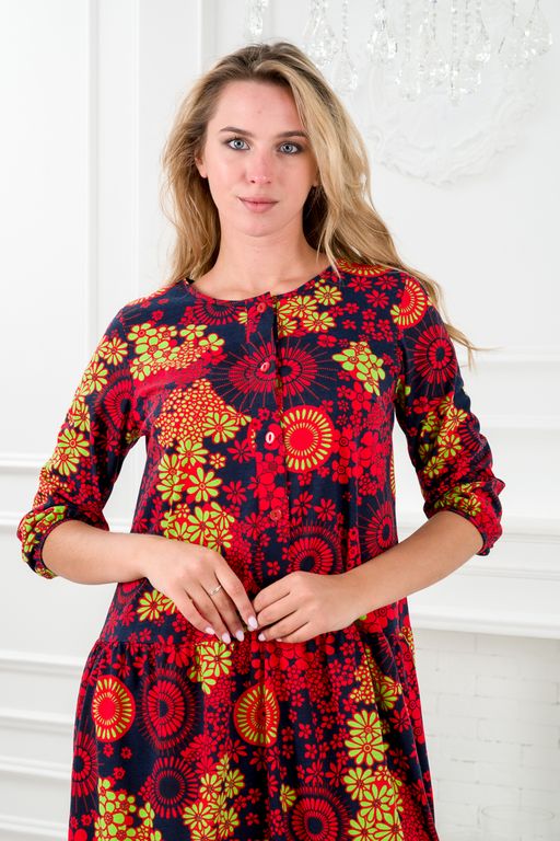 Платье женское из кулирки Софи цветочный калейдоскоп - Амадэль фото 7