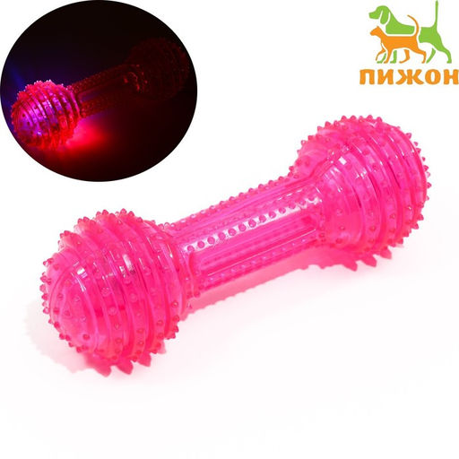 Игрушка светящаяся для собак Круглая кость, TPR, 15 см, розовая