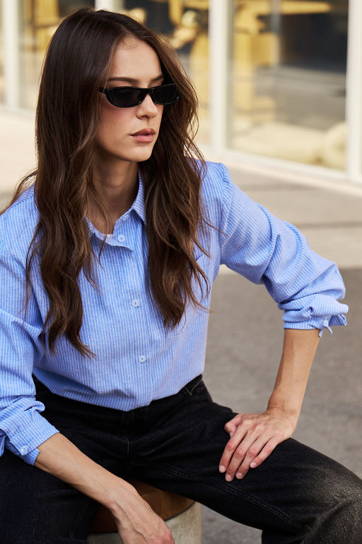 Рубашка оверсайз в полоску хлопковая