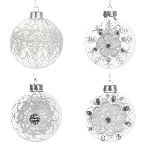 Украшение новогоднее Шар "Кружева" (блок 12), D 8 см, L8 W8 H8 см, 4в.