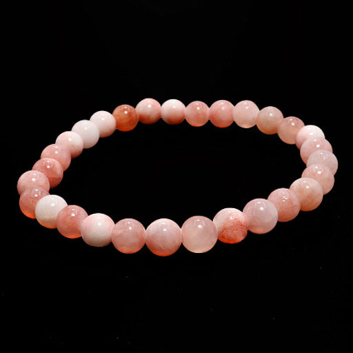 Браслет из камня Розовый агат 6мм привлекает и оберегает любовь, дарует свежесть чувствам 6см