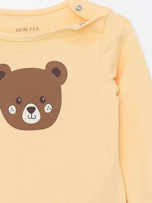 Bisiklet Yaka K?sa Kollu Bask?l? Erkek Bebek ??t??tl? Bodysuit