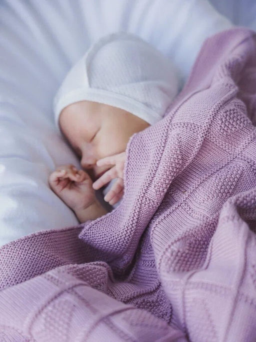 Плед вязаный хлопковый "Пудра" 0+