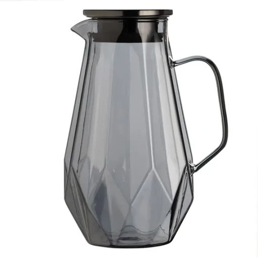 Кувшин Консул заварочный, стекло 1700 мл, крышка - металл, грани/графит