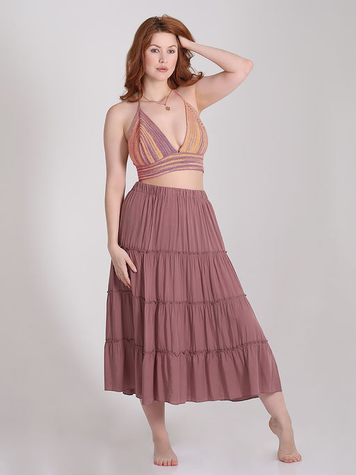 Юбка в стиле бохо из штапеля ярусная - Almond фото 45