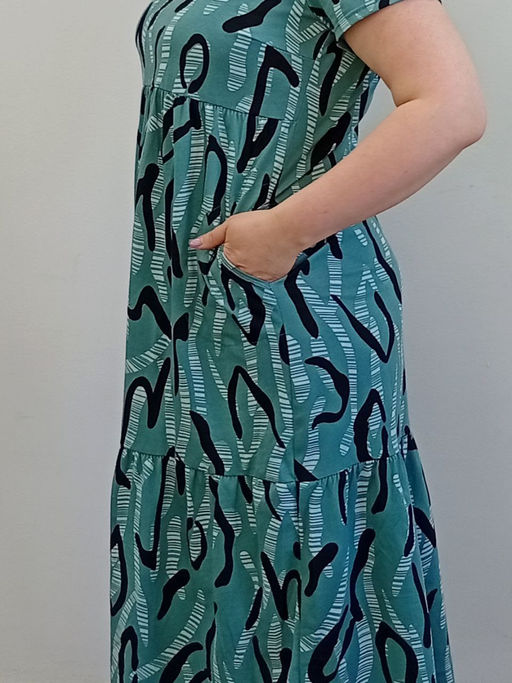 Трикотажное платье изумрудное КП-02 (9)