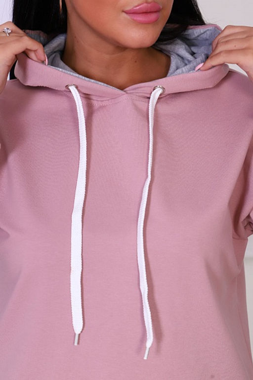 Толстовка с капюшоном, футер с лайкрой, сухая роза (844-2) - Плиона фото 12