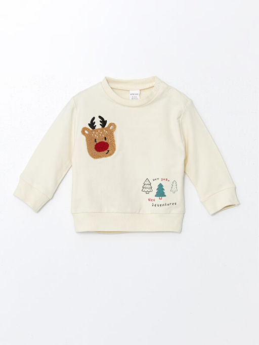 Bisiklet Yaka Uzun Kollu Bask?l? Erkek Bebek Sweatshirt ve E?ofman Alt 2li Tak?m - Waikiki фото 2