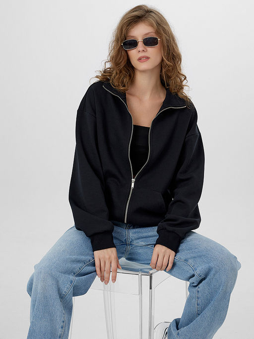 Толстовка женская черная на молнии - Mark formelle фото 8