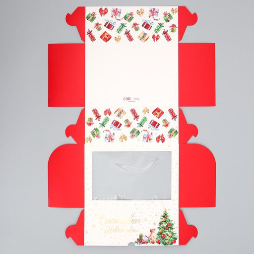 Цена за 5 шт. Коробка складная на 6 капкейков с окном «Счастливого Нового года», 25×17×10 см