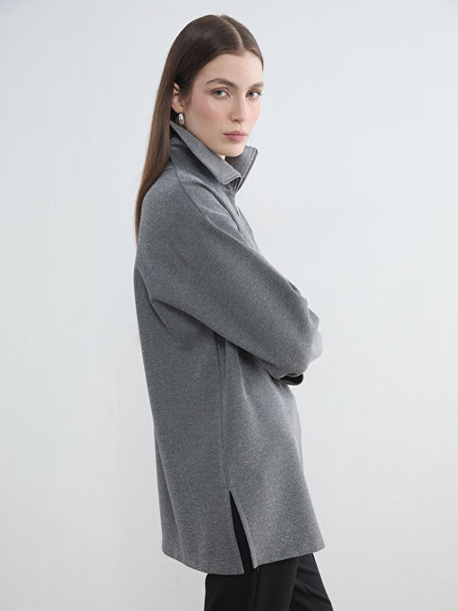 Dik Yaka Kad?n Sweatshirt Tunik