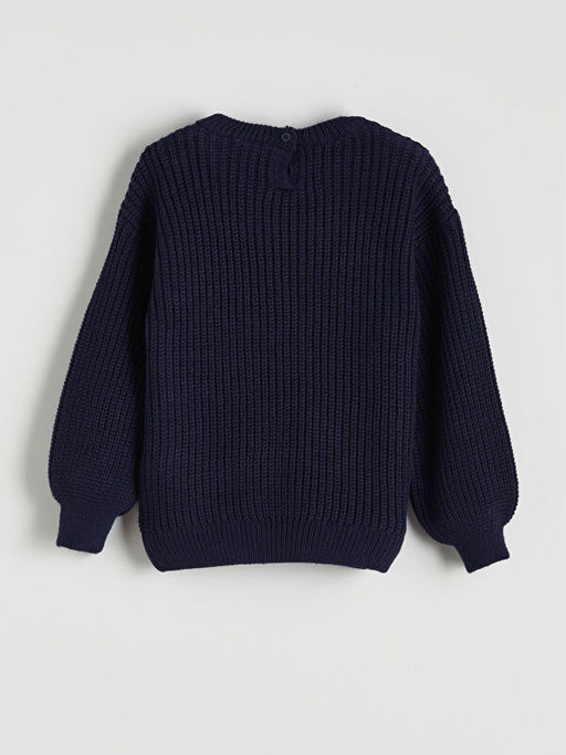 Bisiklet Yaka Nak??l? K?z ?ocuk Triko Kazak