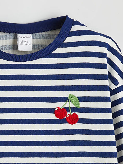 Bisiklet Yaka ?izgili K?z ?ocuk Ti??rt