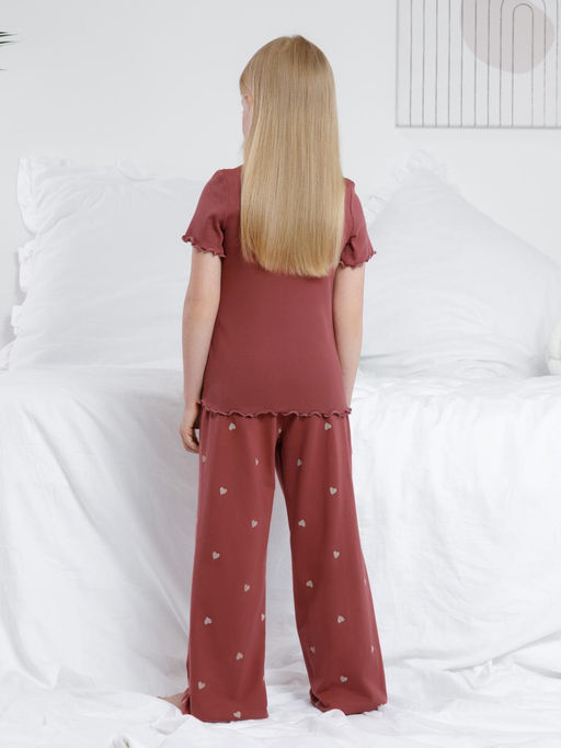 К 1636/шоколадный десерт,сердечки пижама дет