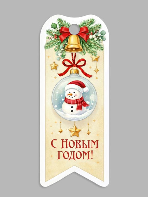 Цена за 20 шт. Шильдик на подарок Новый год «Снеговик», 8×3.2 см