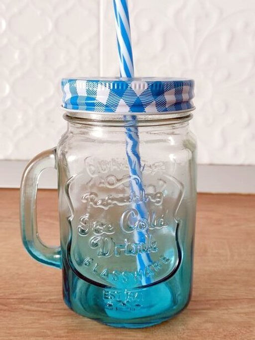 Кружка стекло, 450 мл, с крыш, с трубочкой, SDFG0114-1 (298236) - Daniks фото 5