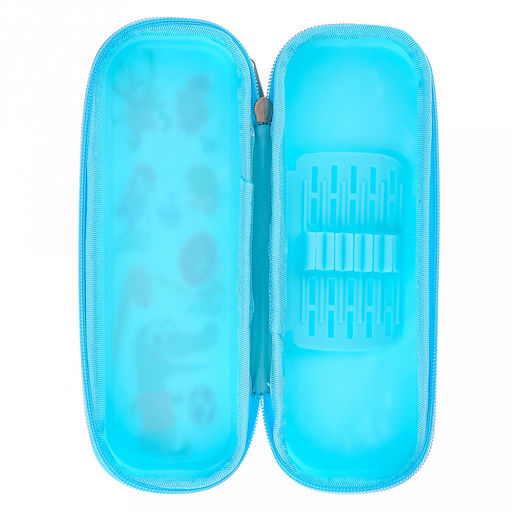 Пенал 22х8,5х5см "Зоопарк" 1 отделение, пластик, на молнии, цвет - голубой, в п/эт пакете (Китай)