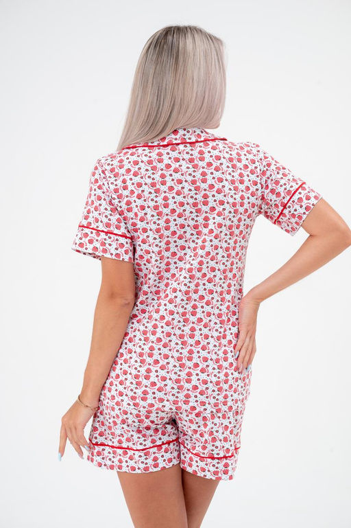 Костюм женский из жакета и шорт из кулирки Рейчел клубничка - Амадэль фото 10