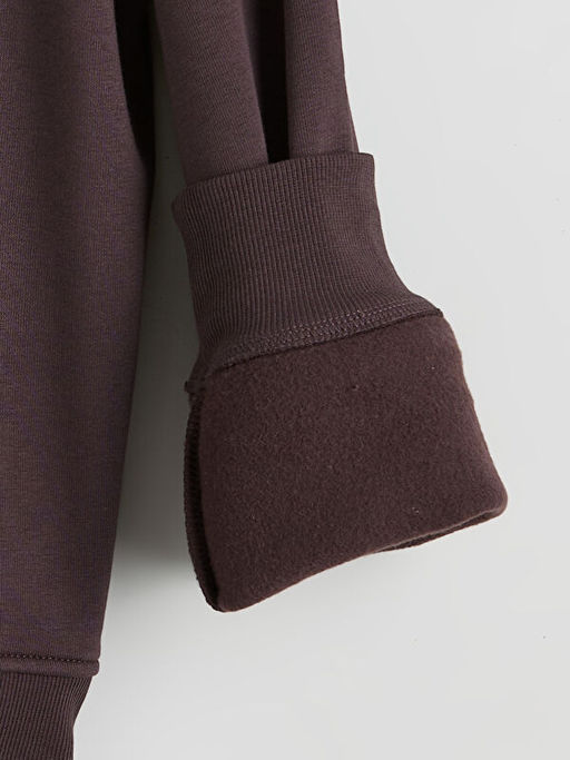 Bisiklet Yaka Bask?l? K?z ?ocuk Kal?n Sweatshirt