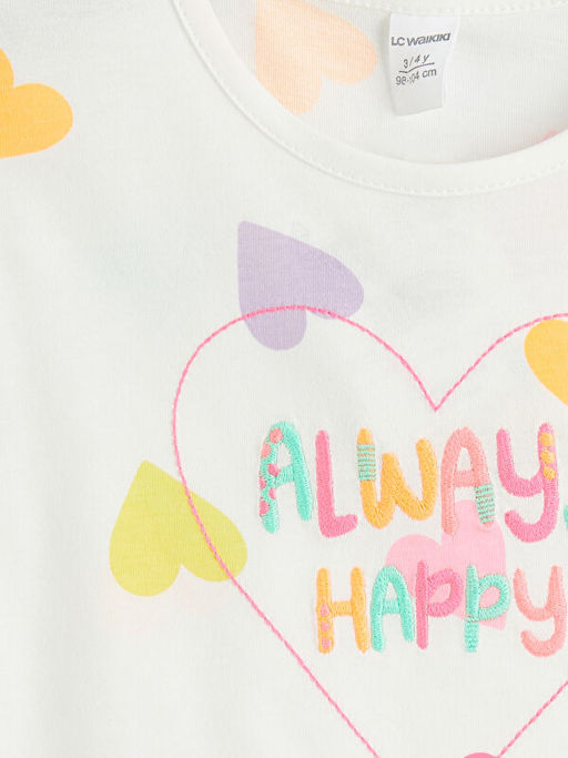 Bisiklet Yaka Desenli K?z ?ocuk Ti??rt