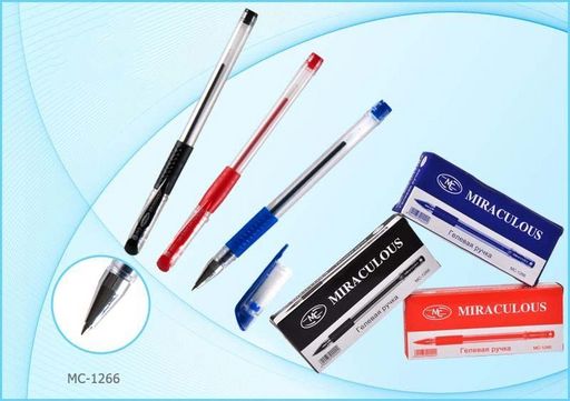 Цена за 5 шт. Ручка гелевая BASIR (MC-1266) черная, 0.5мм, резиновый держатель