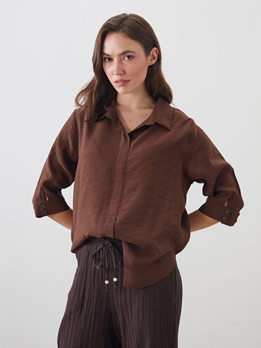 G?mlek Yaka Modal Kar???ml? Bluz