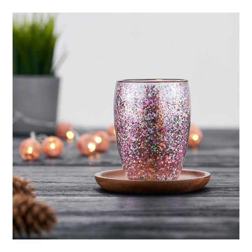 Стакан стеклянный Walmer Confetti Pink с двойными стенками, 0.35 л, цвет розовый  фото 3