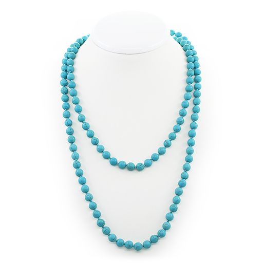 Бусы бирюза (имитация) голубая, круглые 8мм, длинные 120см