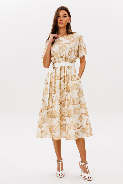 Платье Lars Style 1074/1 бежево-молочный принт