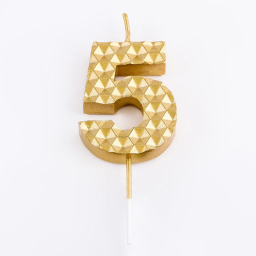 Свеча в торт на шпажке Соты, цифра 5, 7 см, золото - Simaland фото 3