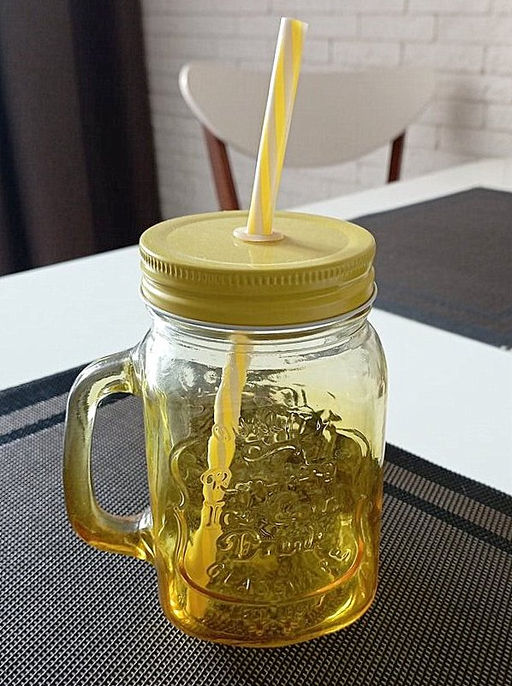 Кружка стекло, 450 мл, с крыш, с трубочкой, SDFG0114-2 (298248) - Daniks фото 7