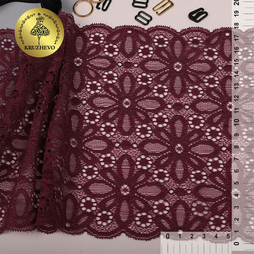 Кружево-стрейч KRUZHEVO арт.TBY 8026 шир.180мм цв.076 фиолетовый уп.10м