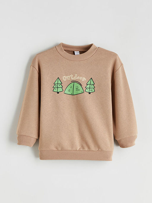 Bask?l? Erkek ?ocuk Sweatshirt ve E?ofman Alt 2li