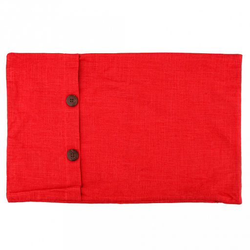 Наволочка декоративная 32х50см "Пуговицы" красный, 2-х сторонняя, искусственная ткань, подкладка-флизелин, на молнии (Китай)
