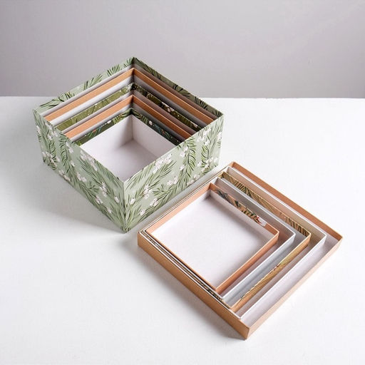 Коробки подарочные новогодние набор 5 в 1 «Зимний», 14×14×8 - 22×22×12 см