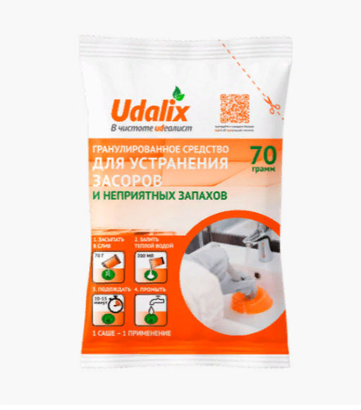Udalix Средство для удаления засоров в трубах 70 г