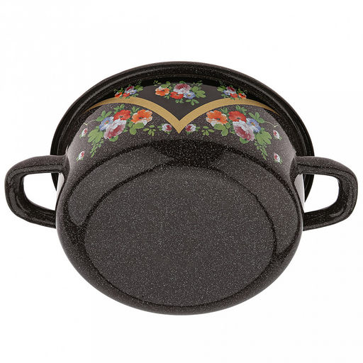 "Красава" Кастрюля эмалированная 1,45л, форма цилиндрическая, металлическая крышка (Россия)