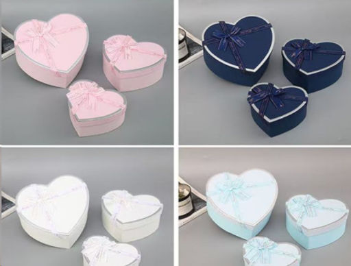 Коробка подарочная 3 штуки Сердце набор 23/19/16 см / 8022-51 /уп 36/