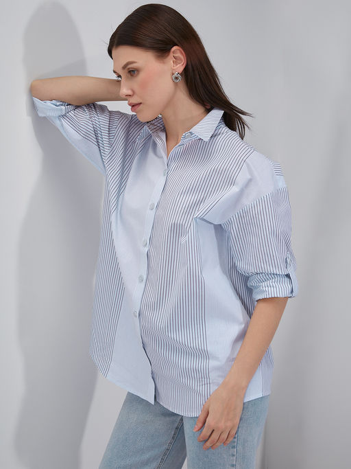 Рубашка полоса OD-918-1 серо-голубая - Tantino фото 20