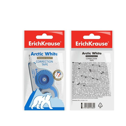Корректирующая лента-роллер 4.2мм х 5м, прозрачный корпус ErichKrause Arctic white, - 1000 деталей фото 3