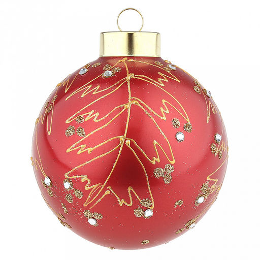 Елочная игрушка шар стеклянная д9,5см, зеркально-красный, ручная художественная роспись, подарочная упаковка (Россия) - Домашняя мода фото 2
