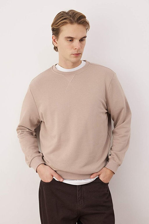 Bej Rahat Kesim Basic Bisiklet Yaka Sweatshirt TMNAW26SW00060 - Trendyolmilla фото 2